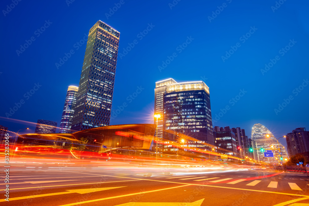 Fototapeta premium The night view of the city landscape in Beijing