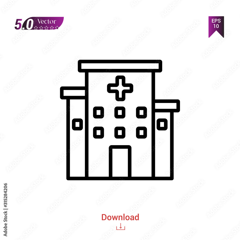 Outline hospital icon. hospital icon vector isolated on white background. Graphic design, material-design, healthcare icons, mobile application, logo, user interface. EPS 10 format vector Outline hospital icon. hospital icon vector isolated on white background. Graphic design, material-design, healthcare icons, mobile application, logo, user interface. EPS 10 format vector