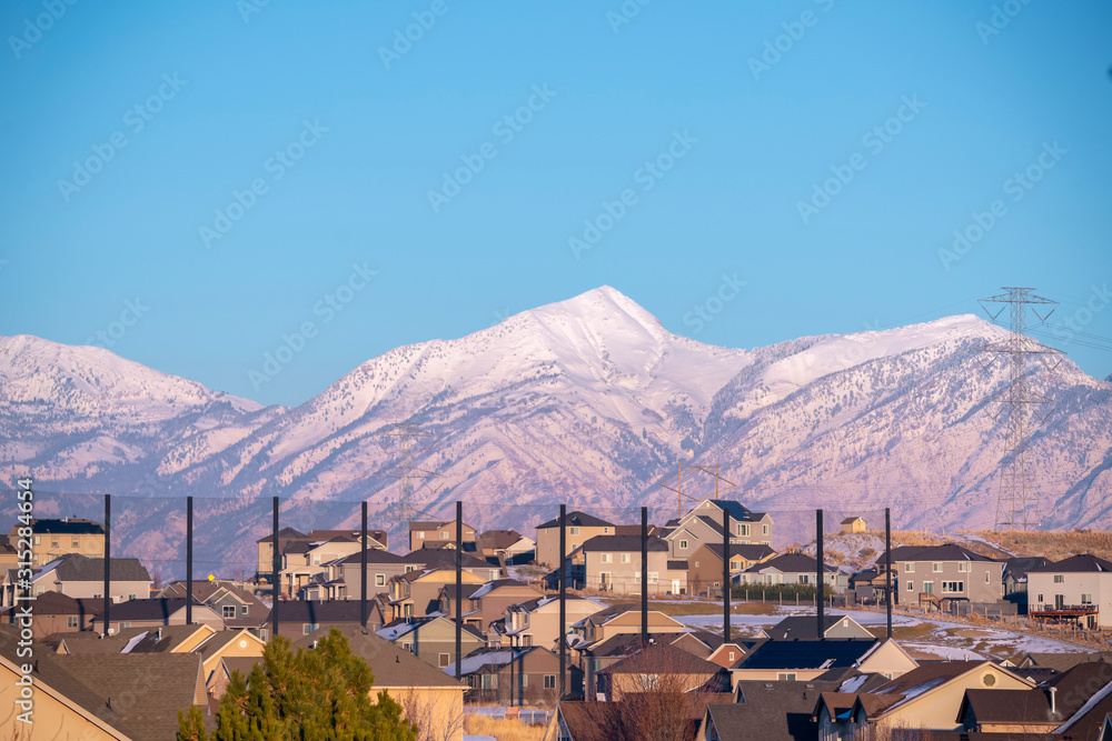 Rooftop view of a housing estate in Utah Valley