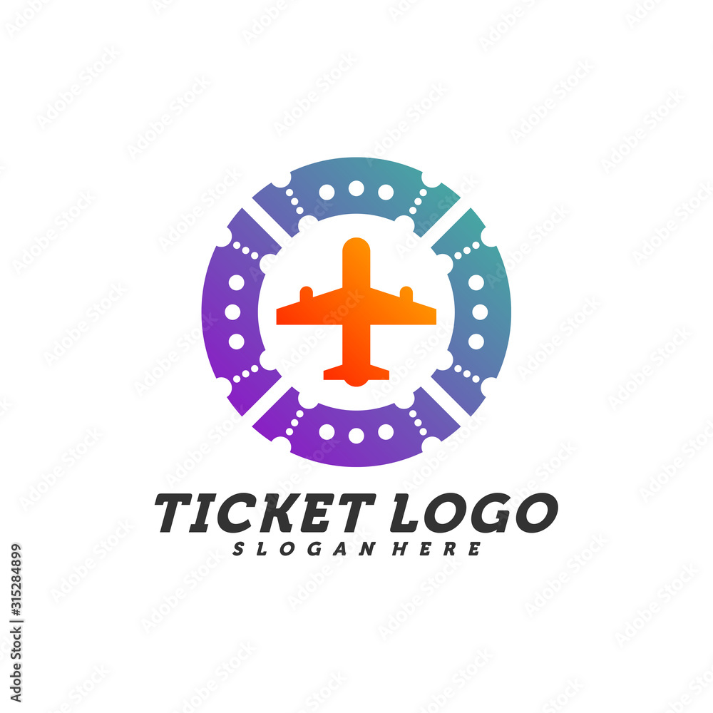Obraz premium Airplane Ticket logo design concept vector, Travel Ticket logo Template, Creative design, Icon symbol