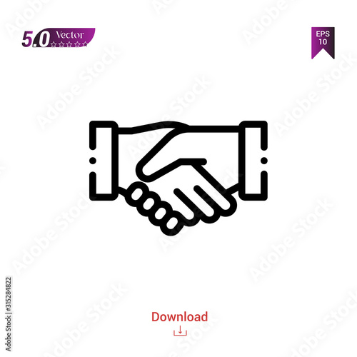 Outline handshake icon vector isolated on white background. Graphic design, material-design, strategy-and-management icons mobile application, logo, user interface. EPS 10 format vector
