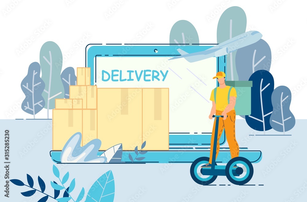 Delivery by Eco Transport Online Service Advertisement. Courier