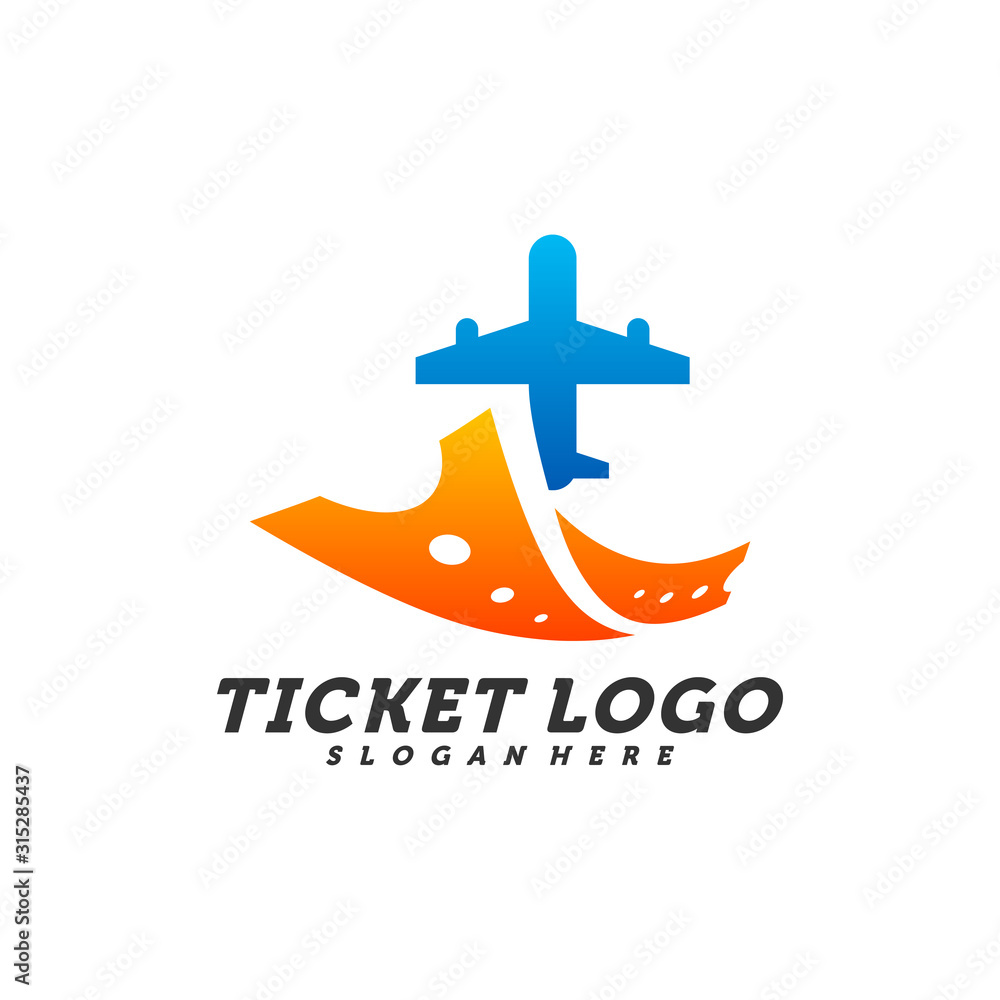 Obraz premium Airplane Ticket logo design concept vector, Travel Ticket logo Template, Creative design, Icon symbol