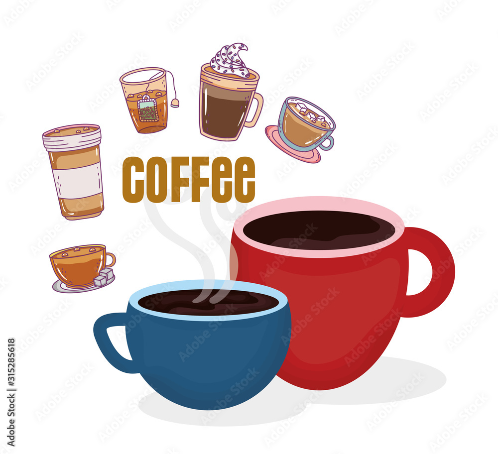 cups latte cappuccino espresso fresh beverage coffee time cups latte cappuccino espresso fresh beverage coffee time