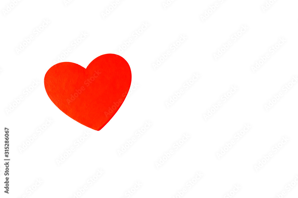 red heart on a white background, Valentine on a white background, copy space on the right