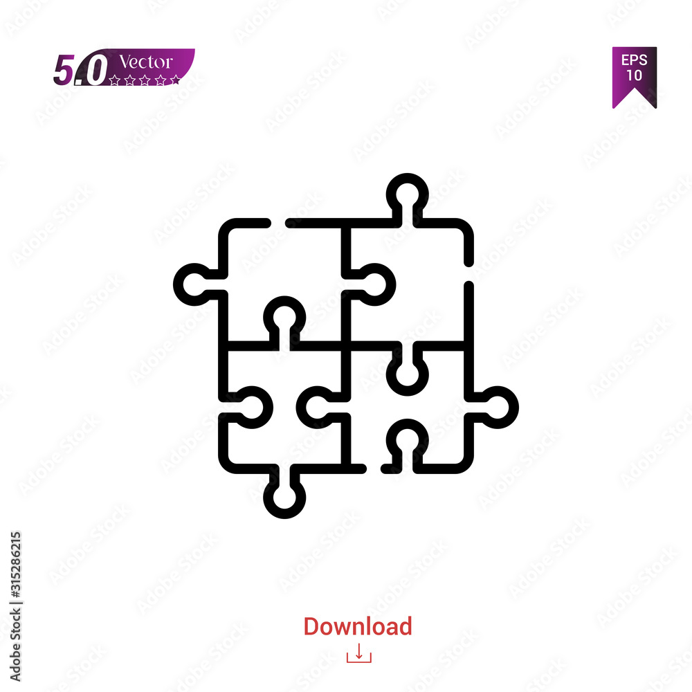 Outline puzzle icon. puzzle icon vector isolated on white background. Graphic design, camera-interface icons, mobile application, logo, user interface. UI / UX design. EPS 10 format vector Outline puzzle icon. puzzle icon vector isolated on white background. Graphic design, camera-interface icons, mobile application, logo, user interface. UI / UX design. EPS 10 format vector