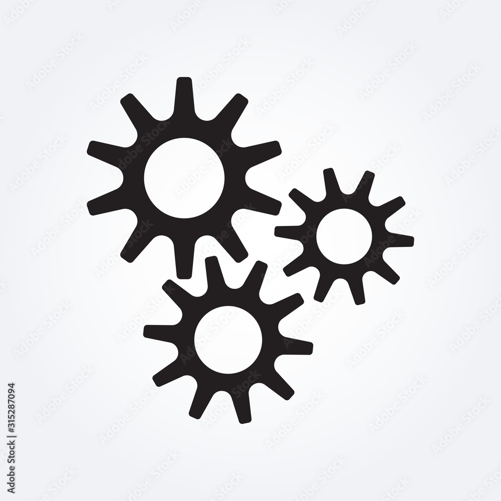 Gear icon. Cog wheel and machinery symbol. Vector illustration. Gear icon. Cog wheel and machinery symbol. Vector illustration.