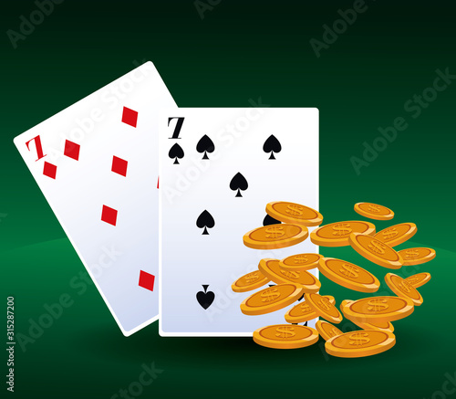 falling coins money and cards betting game gambling casino