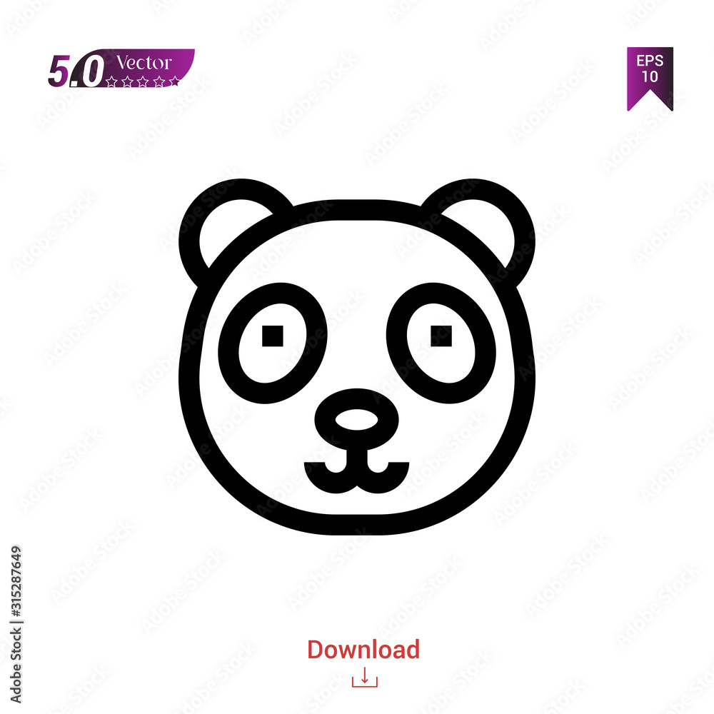 Outline panda head icon. panda head icon vector isolated on white background. Graphic design, material-design, animal icons, mobile application, logo, user interface. EPS 10 format vector Outline panda head icon. panda head icon vector isolated on white background. Graphic design, material-design, animal icons, mobile application, logo, user interface. EPS 10 format vector