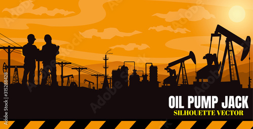 	 Oil rig industry silhouettes background,Vector illustration.	