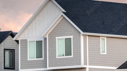 Panorama Upper facade of a double storey home