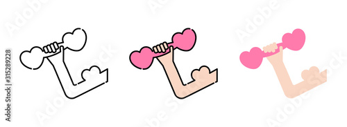 weight lifting with heart-shaped icon set isolated on white background for web design,Valentine day concept