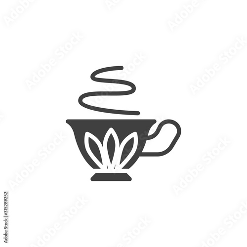 Vintage cup with aroma tea vector icon. filled flat sign for mobile concept and web design. Hot coffee cup glyph icon. Symbol  logo illustration. Vector graphics