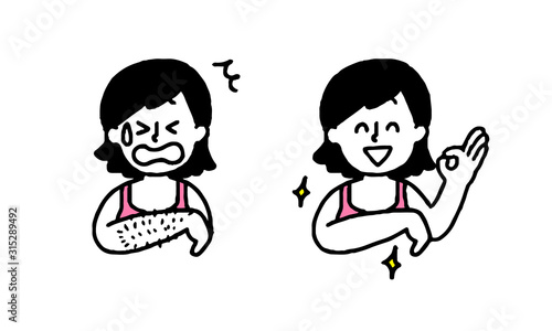 腕を脱毛する女性（シンプル）