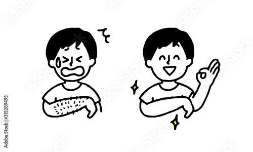 腕毛を脱毛する男性（シンプル）