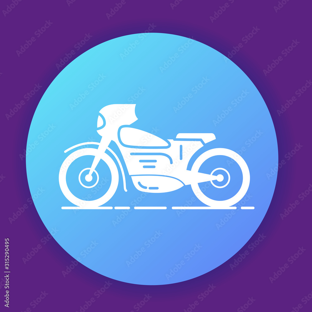 Fototapeta premium Icon motorcycle a flat line art style a vector.