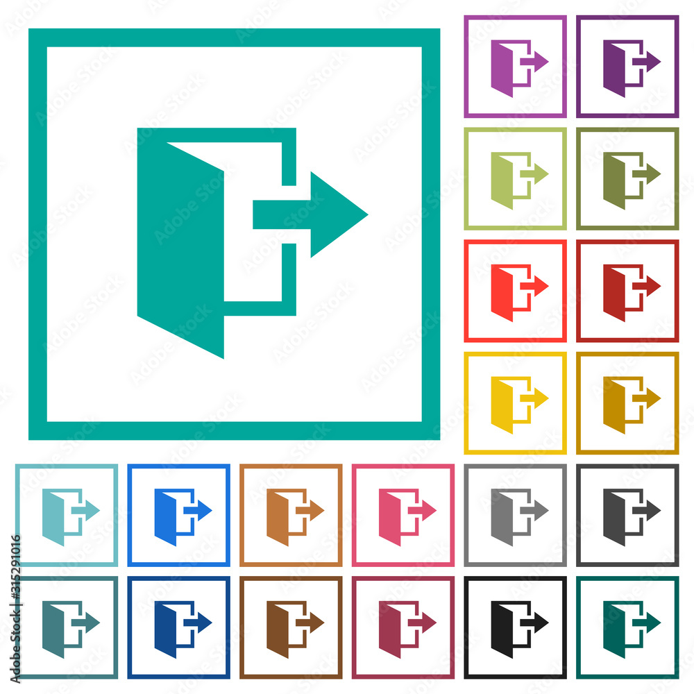 Leave flat color icons with quadrant frames Leave flat color icons with quadrant frames