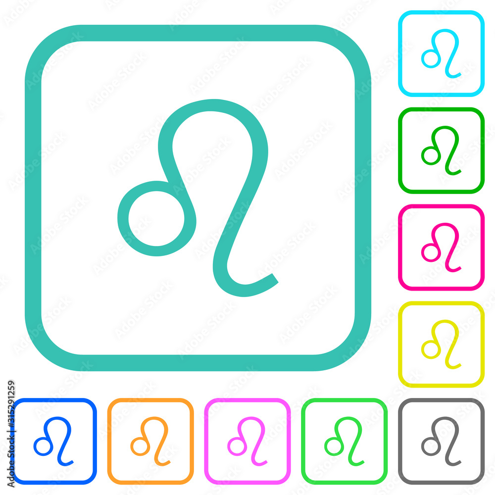 Obraz premium Leo zodiac symbol vivid colored flat icons