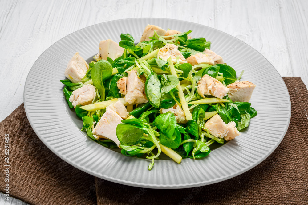 Healthy food, salad with chicken grilled with lettuce Healthy food, salad with chicken grilled with lettuce