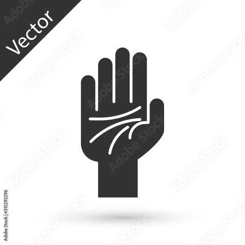 Grey Palmistry of the hand icon isolated on white background. Vector Illustration