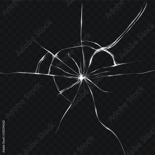 Glass Crack Template. Tansparent Vector Background