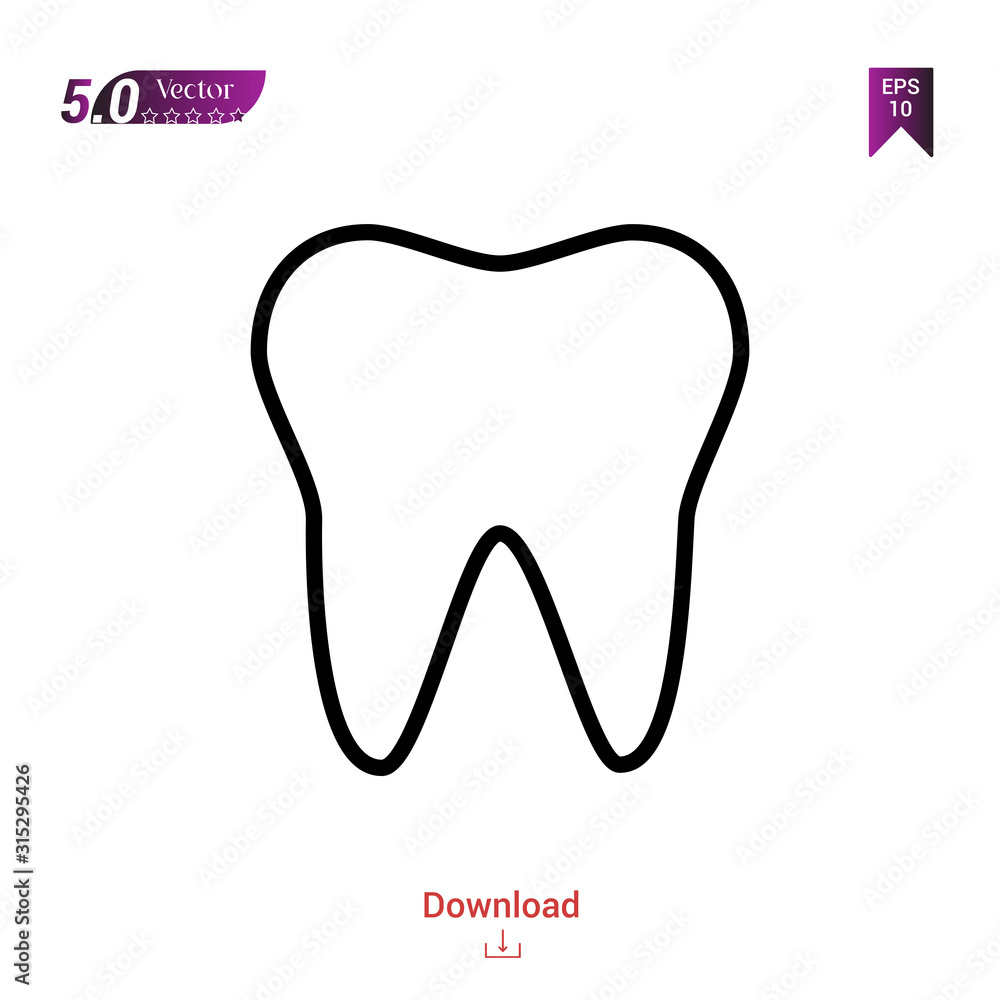 Outline tooth icon. tooth icon vector isolated on white background. Graphic design, material-design, healthcare icons, mobile application, logo, user interface. EPS 10 format vector Outline tooth icon. tooth icon vector isolated on white background. Graphic design, material-design, healthcare icons, mobile application, logo, user interface. EPS 10 format vector
