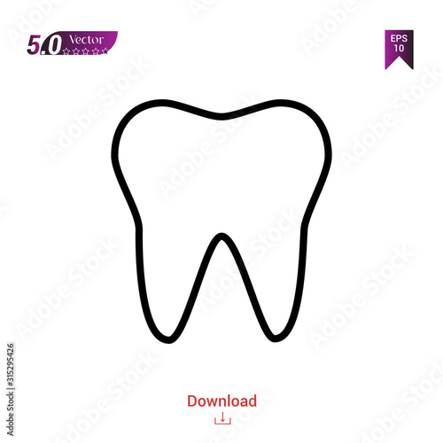 Outline tooth icon. tooth icon vector isolated on white background. Graphic design, material-design, healthcare icons, mobile application, logo, user interface. EPS 10 format vector