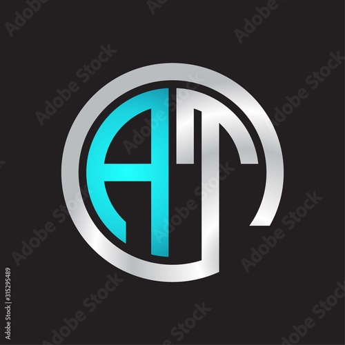 AT Initial logo linked circle monogram