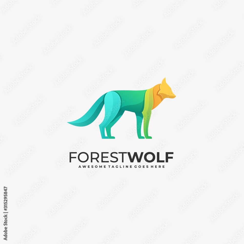 Fototapeta premium Vector Logo Illustration Forest Wolf Gradient Colorful