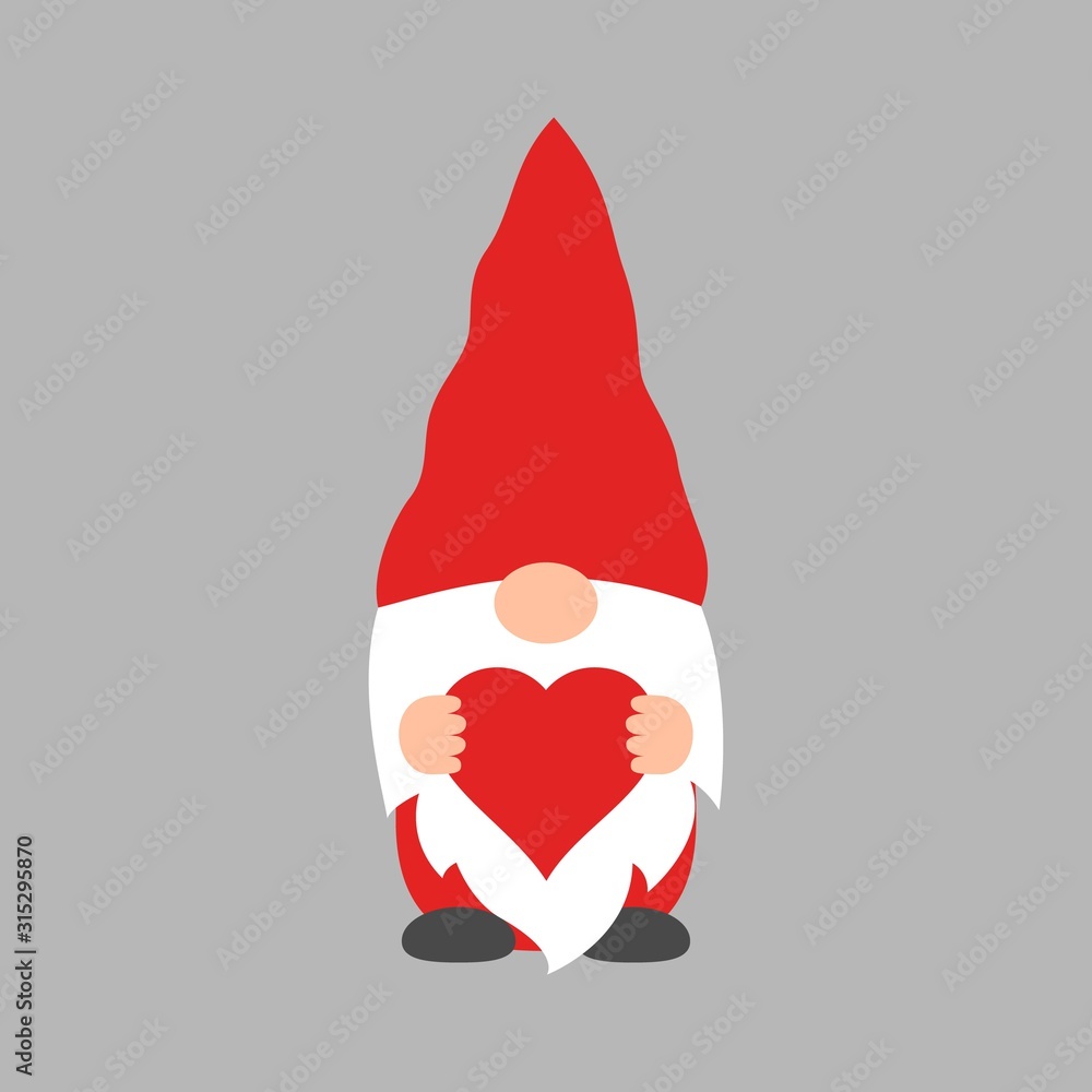 Cute Valentine gnome with a heart in his hands vector clip art. Love sign. Cute Valentine gnome with a heart in his hands vector clip art. Love sign.