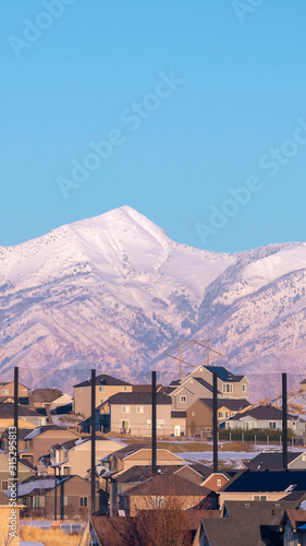 Vertical frame Rooftop view of a housing estate in Utah Valley