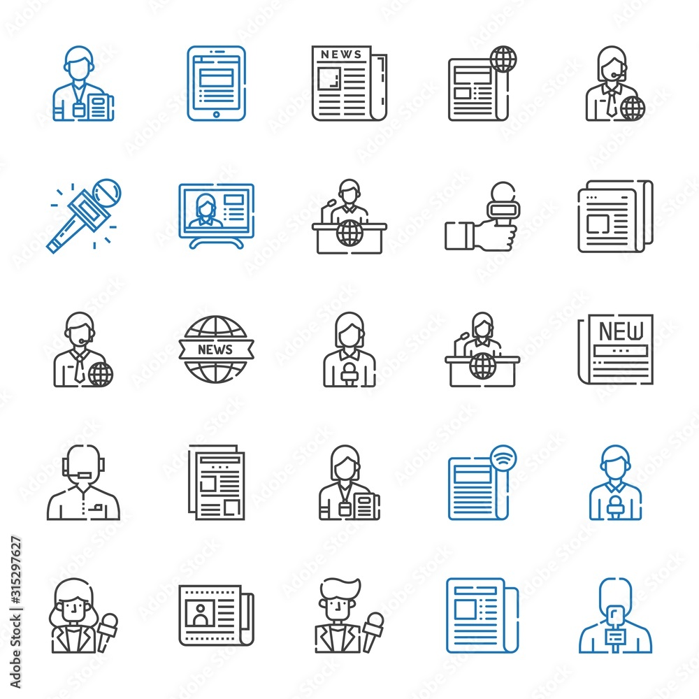 journalism icons set journalism icons set