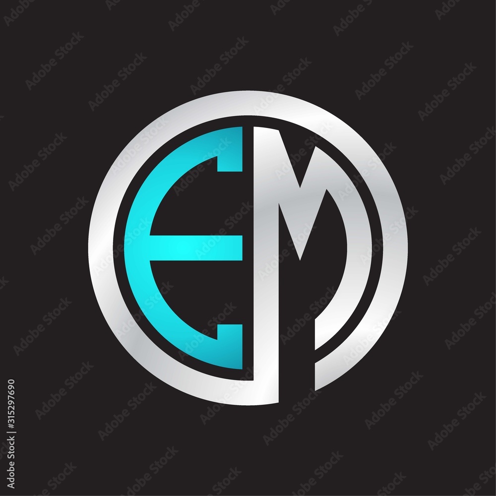 EM Initial logo linked circle monogram EM Initial logo linked circle monogram