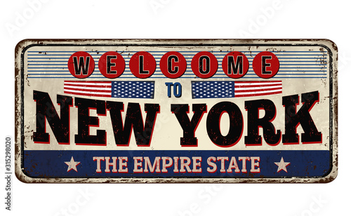 Welcome to New York vintage rusty metal sign