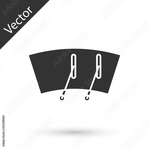 Grey Windscreen wiper icon isolated on white background. Vector Illustration