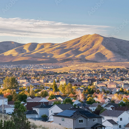 Square Houses in the Utah Valley at sunrise
