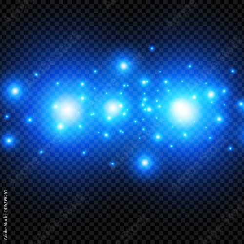 Fototapeta Naklejka Na Ścianę i Meble -  Transparent Glow light effect. . Blue glitter texture