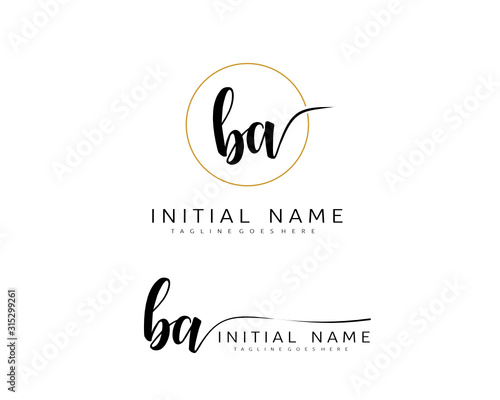 B A BA Initial handwriting logo vector. Hand lettering for designs.