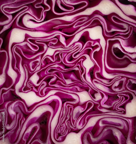 food background from a slice of red cabbage
