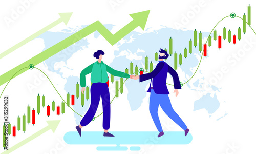 congratulating businessman with stock market growth vector