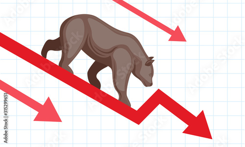 stock market fall with bear vector