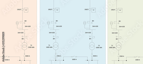 Electric wiring diagram for power transformers