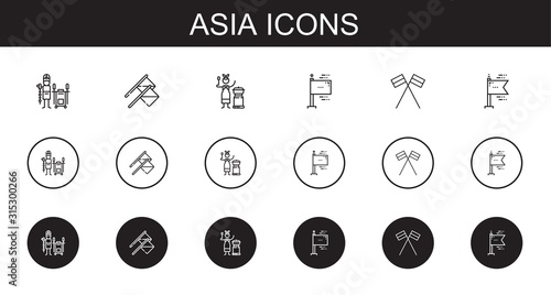 asia icons set
