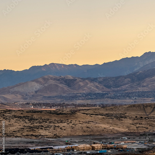 Square frame Scenic sunrise over the Utah valley and Mountains