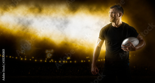 Photography Rugby football player. Sports banner