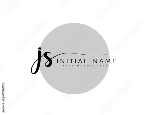 J S JS Initial handwriting logo vector. Hand lettering for designs.