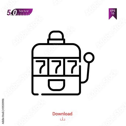 Outline slot-machine icon. slot-machine  vector isolated on white background. Graphic design, camera-interface icons,  mobile application, logo, user interface.  UI / UX design. EPS 10 format vector