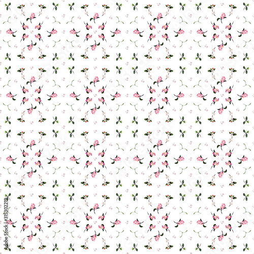 Seamless Christmas pattern winter berries watercolor illustration wrapping surface design bed linen fabric