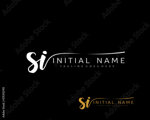 S I SI Initial handwriting logo vector. Hand lettering for designs.