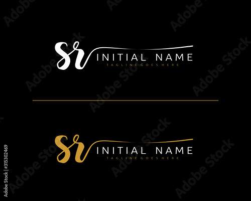 S R SR Initial handwriting logo vector. Hand lettering for designs.